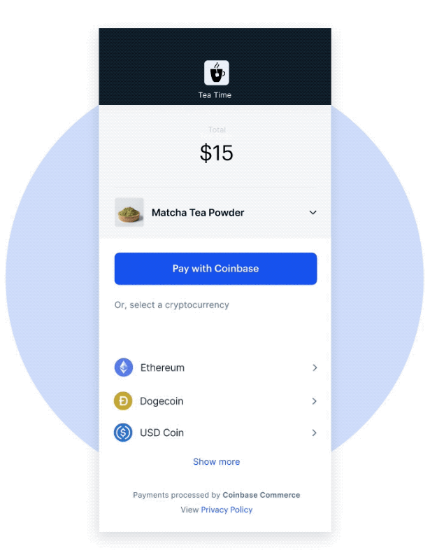 Coinbase Commerce animated payment demo